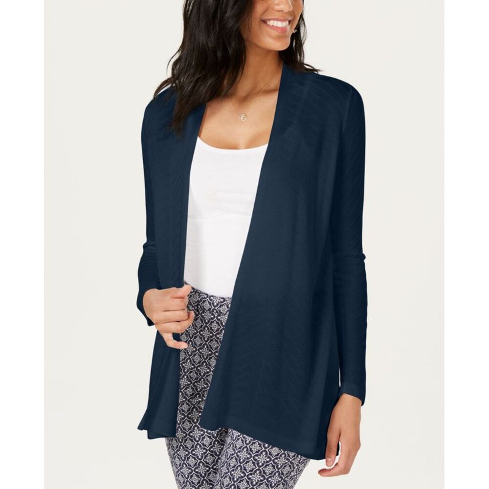 Charter Club Geo Stitch Open Front Cardigan